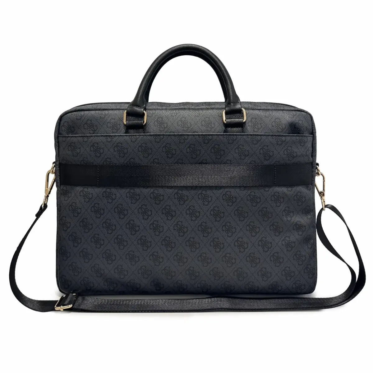 Guess PU 4G Stripe Metal Logo Computer Bag 16" Black