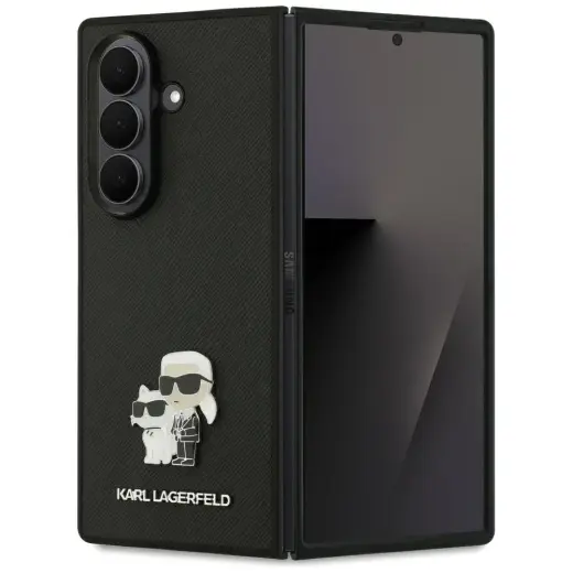 Case Karl Lagerfeld Saffiano Karl&Choupette Pin for Samsung Galaxy Z Fold7 black