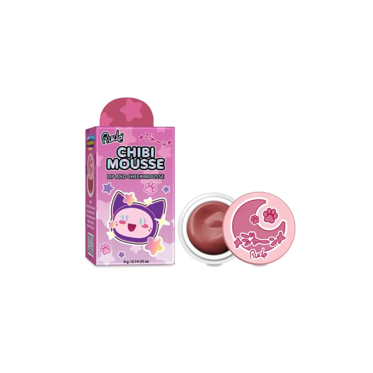 Rude Cosmetics, Chibi Mousse, Lip & Cheek Balm 2-In-1, Tada!, 4 g
