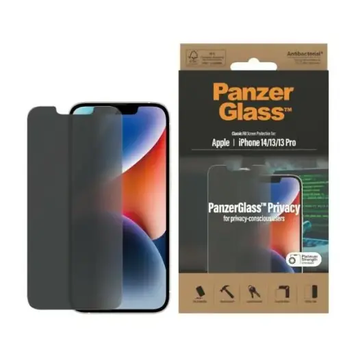 PanzerGlass Classic Fit aizsargstikls telefonam iPhone 14 | iPhone 13 Pro | iPhone 13 6,1" Antibakteriāls P2767