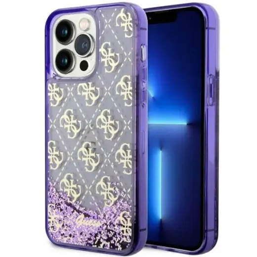 Guess GUHCP14XLC4PSGU iPhone 14 Pro Max 6.7" purpurowy|purple hardcase Liquid Glitter 4G Transculent