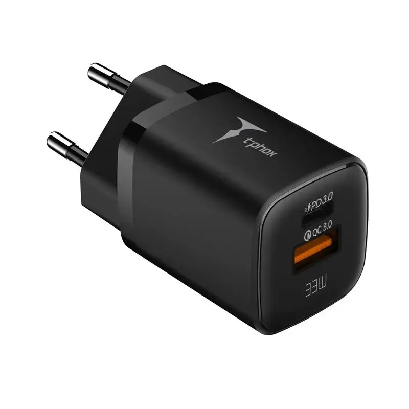 Зарядное устройство T-Phox Handy Series T-PP08 | 33W | PD | USB-A, USB-C | чёрное