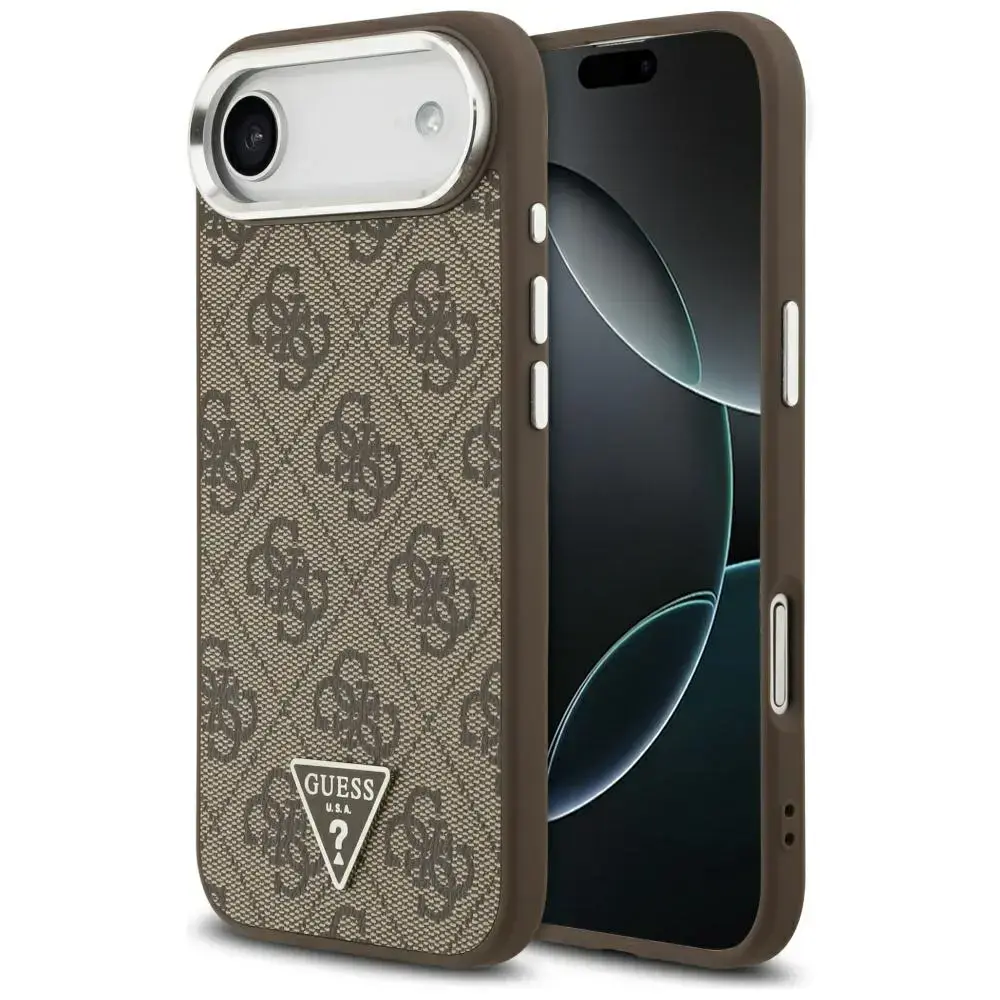 Guess 4G Triangle Logo maciņš ar MagSafe atbalstu telefonam iPhone 17 Air brūns