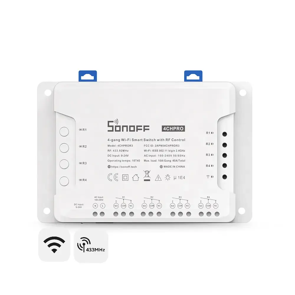 Išmanusis 4 kanalų Wi-Fi jungiklis su RF valdymu Sonoff 4CHPROR3