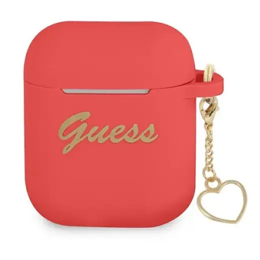 Guess GUA2LSCHSR AirPods 1|2 cover czerwony|red Silicone Charm Heart Collection