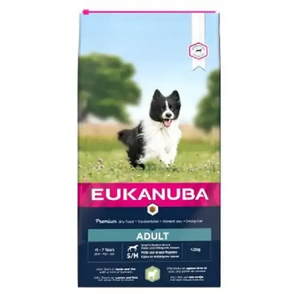 Сухой корм для собак - Eukanuba Adult Small and Medium Lamb and Rice, 18 кг