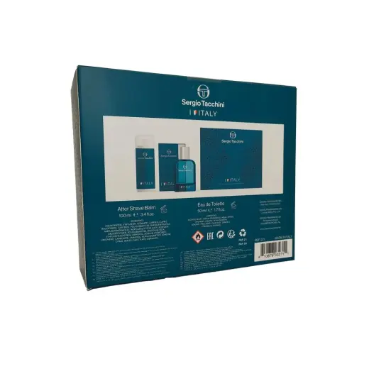 Sergio Tacchini I Love Italy for Men Eau De Toilette Spray 50ml + After Shave Balm 100ml in White