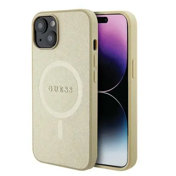 Guess GUHMP15MPSAHMCB iPhone 15 Plus 6.7" gold|gold hardcase Saffiano MagSafe