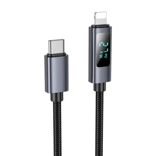 Hoco X112 провод для передачи данных и зарядки | USB-C на Lightning | PD | 27W | с LED дисплеем | 1m | чёрный