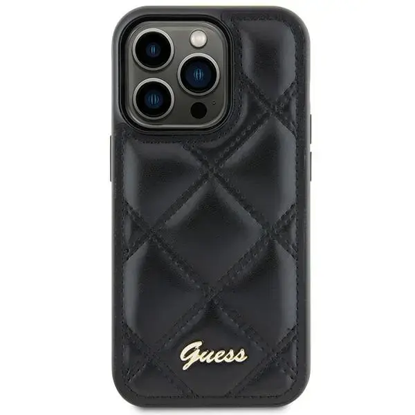 Guess GUHCS23FEPSQSQSK Samsung S23 FE S711 melns cietais futrālis Stepēts metāla logotips