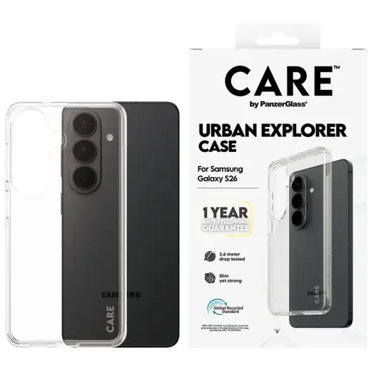 CARE by PanzerGlass Urban Explorer phone case for Samsung Galaxy S26 (S942) transparent