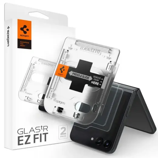 Spigen tempered glass for phone Samsung Galaxy Z Flip 5 clear 2-pack