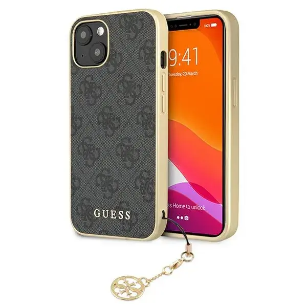 Guess GUHCP13MGF4GGR 4G Charms Collection maciņš telefonam iPhone 13 | iPhone 14 | iPhone 15 pelēks