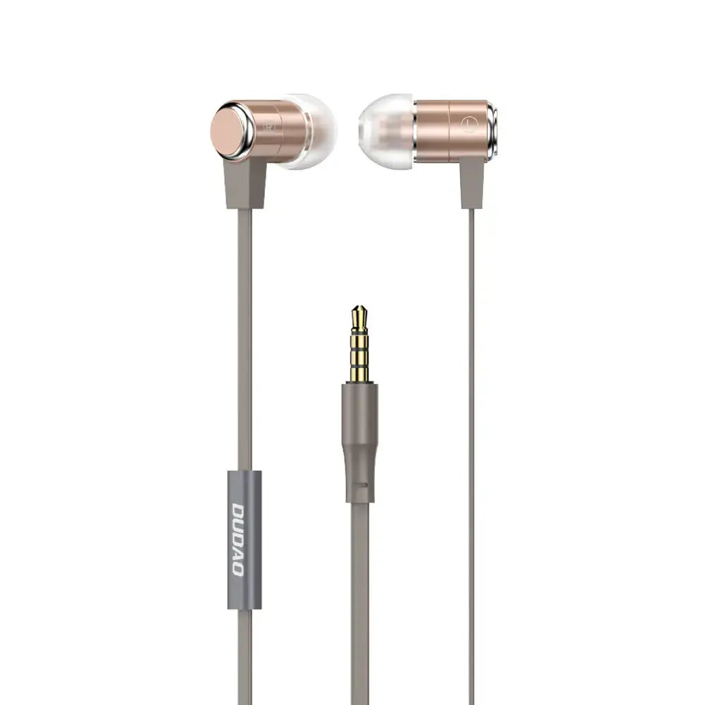 Dudao in-ear headphones headset with remote control and microphone 3.5 mm mini jack gold (X13S)