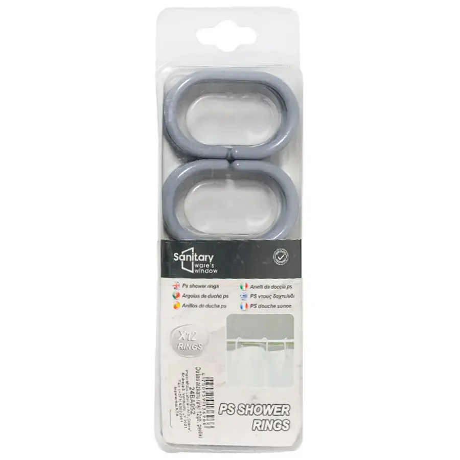 Dušas aizkaru riņķi 12gb, pelēki