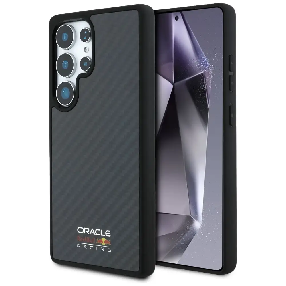 Red Bull Real Carbon Fiber Shiny Logo MagSafe Case for Samsung Galaxy S25 Ultra Black