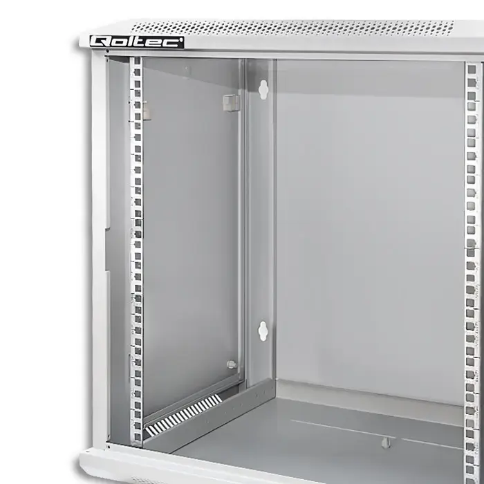 Qoltec RACK Cabinet 19" | 12U | 600 x 635 x 450 | Tempered doors | Hanging | Steel case | Lock | Grey