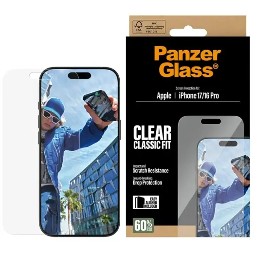 PanzerGlass Classic Fit EasyAligner Tempered Glass for iPhone 17 | 16 Pro