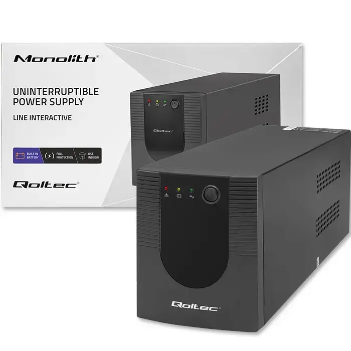 Qoltec Uninterruptible Power Supply UPS Line Interactive | Monolith | 2000VA | 1200W | USB | RJ45