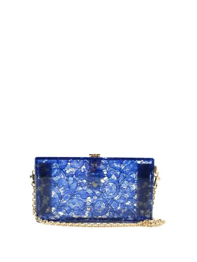 Dolce & Gabbana, Flowers Foldable Box, Textile Bag, Clutch, Blue, For Women