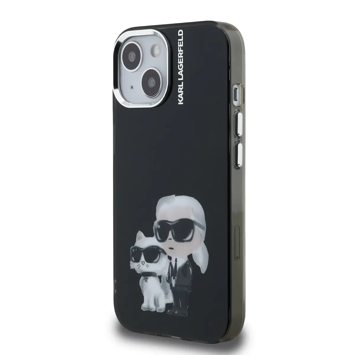 Karl Lagerfeld IML Aquarelle Karl and Choupette Case for iPhone 15 Black