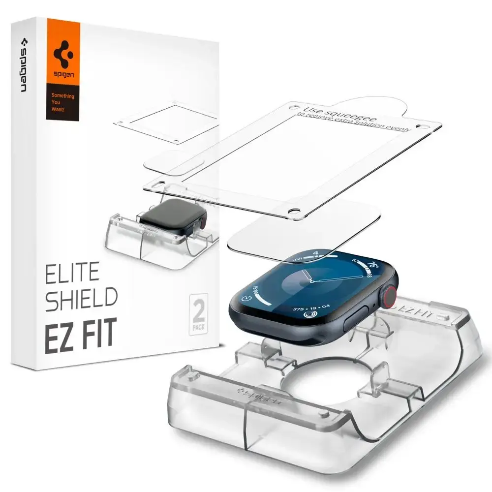 Spigen Elite Shield âEZ FITâ Hybrid Glass 2-PACK for Apple Watch 10 (42MM) - Clear