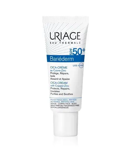 URIAGE Bariéderm Cica reparative cream containing copper and zinc SPF 50+ 40 ml