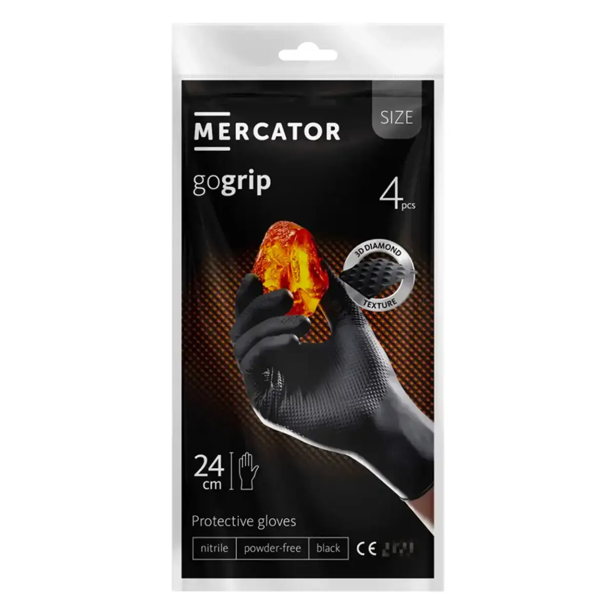Mercator GoGrip BLACK nitrile gloves 4 pcs size XXL