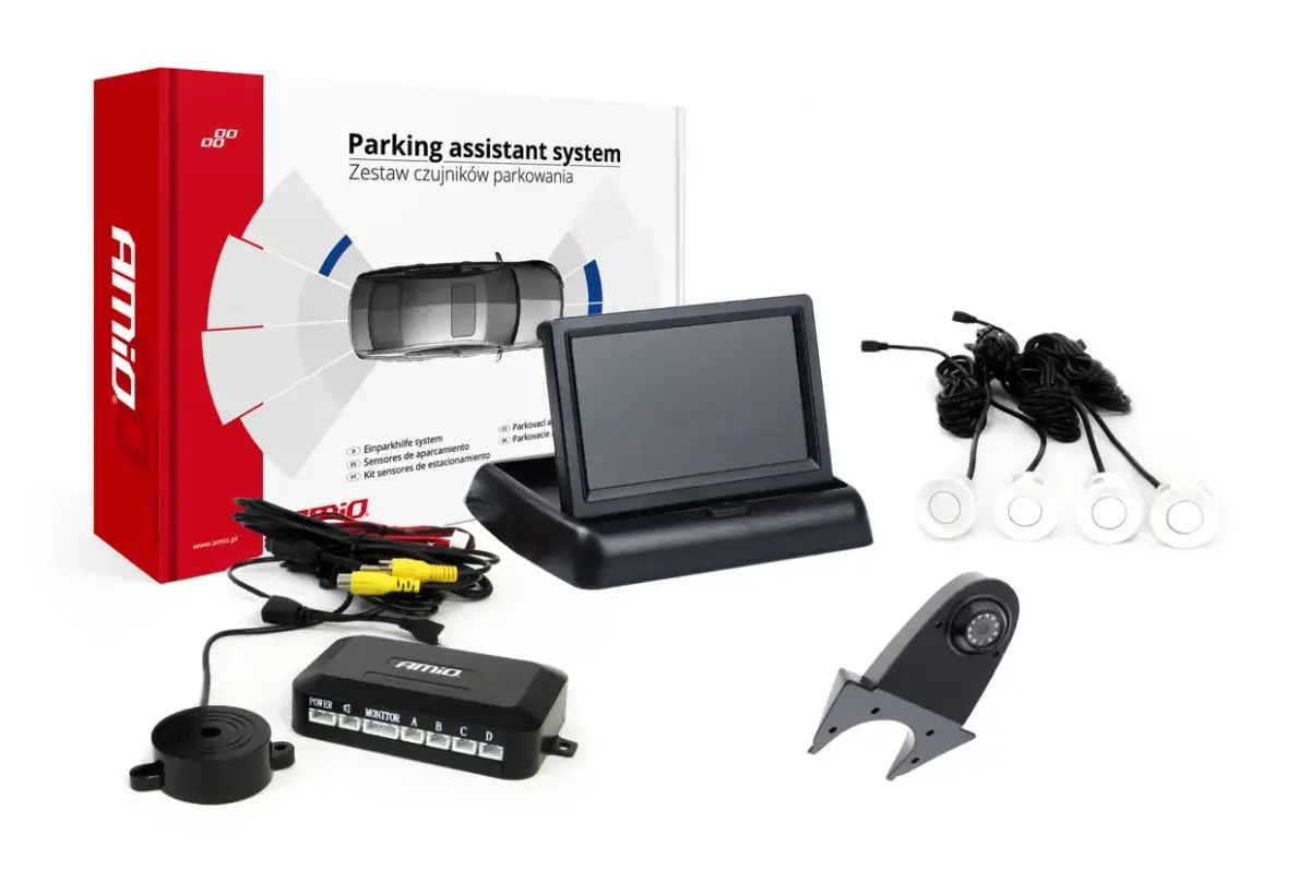 Parking assistant system TFT02 4,3" with HD-502-IR 4 sensors white