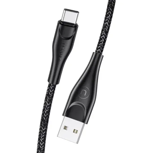 USAMS Kabel pleciony U41 USB-C 3m 2A czarny|black SJ398USB01 (US-SJ398) Fast Charge
