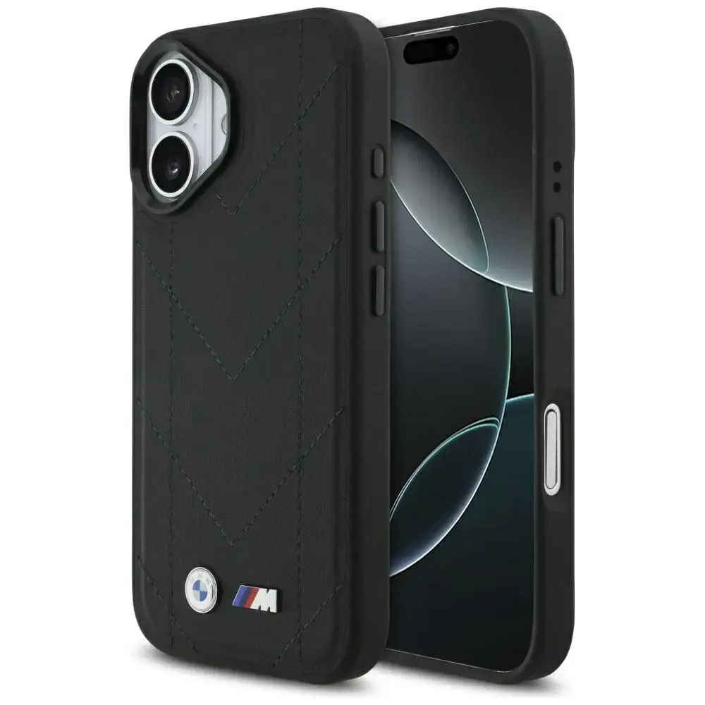 BMW M Quilted Logo maciņš ar MagSafe atbalstu telefonam iPhone 17 melns
