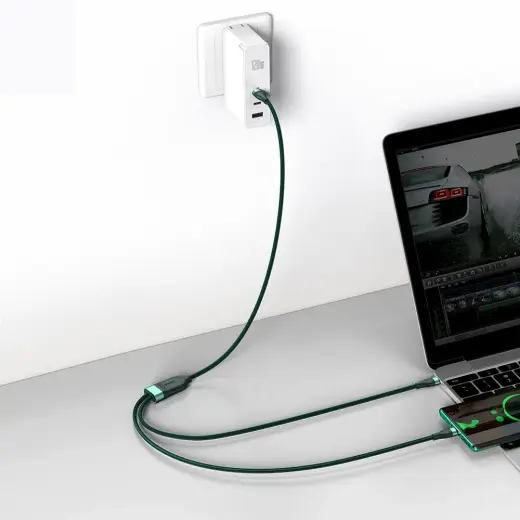 Baseus Flash Series 2in1 Fast Charging Cable Type-C to C+C 100 W 1,5 m green (CA1T2-C06)