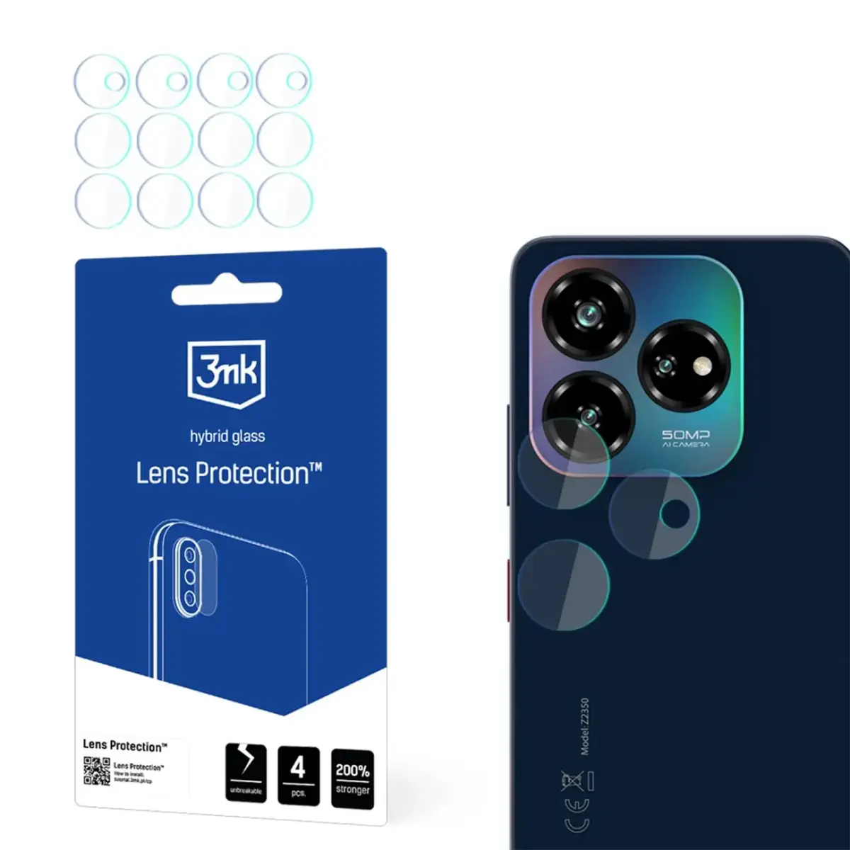 Hybrid Glass for Camera Lens 3mk Lens Protection for ZTE Blade V60 Design