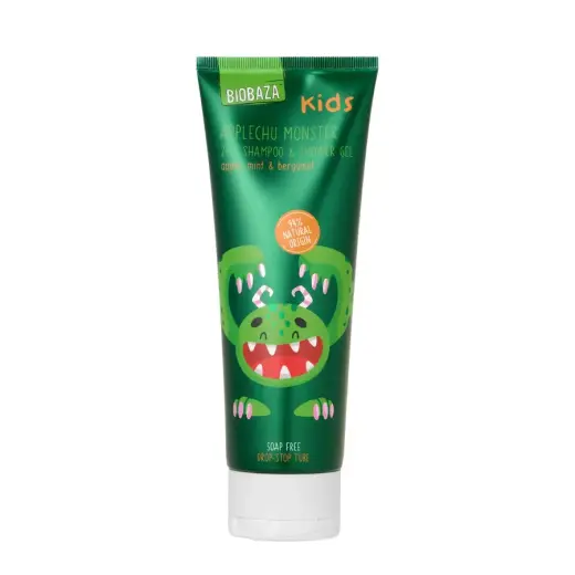 Biobaza, Applechu Monster, Fruity & Fresh, Shower Gel & Shampoo 2-In-1, Natural Ingredients, 250 ml
