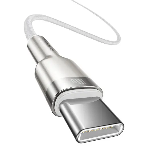 Baseus Cafule Metal Series andmeedastus- ja laadimiskaabel | USB-C kuni USB-C | 100W | 2m | valge (Kahjustatud pakend)