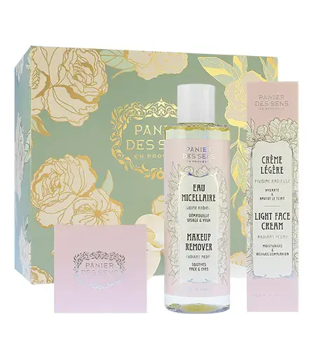 Panier Des Sens Radiant Peony gift set light face cream 40 ml + nourishing face cream 50 ml + micellar water 200 ml