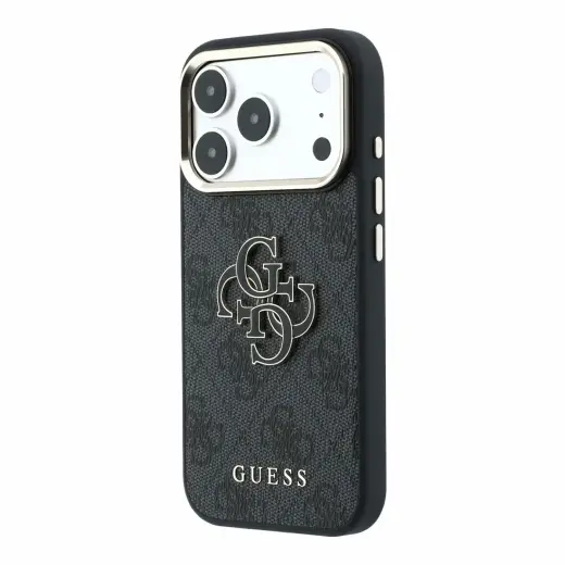 Guess PU 4G Resin Metal Logo Case for iPhone 18 Pro Max Black