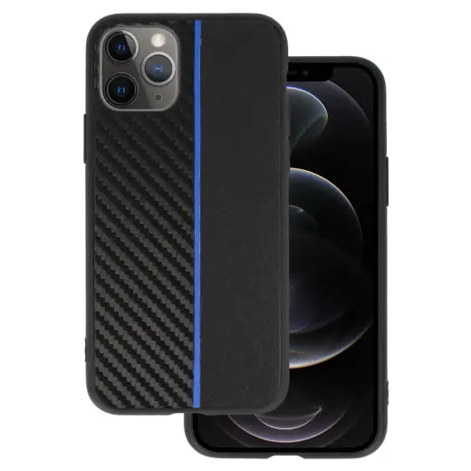 Tel Protect CARBON telefono dėklas iPhone 11 Pro juodas mėlynas