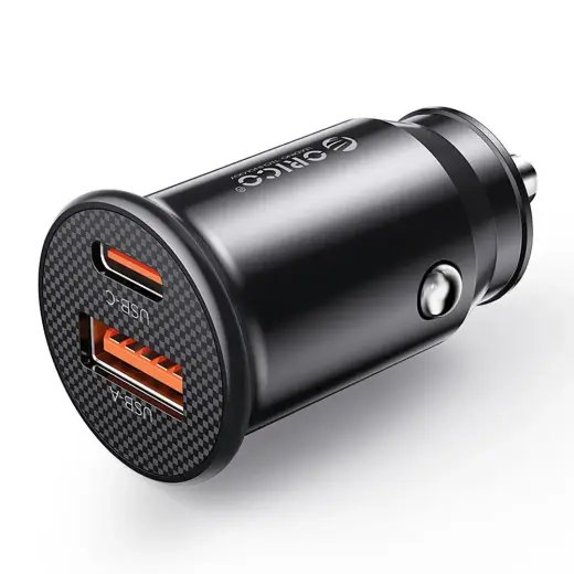 Orico PowerMini auto lādētājs | 30W | PD, QC, PPS | USB-C, USB-A | melns