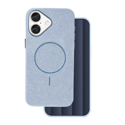 Glitter Thin Mag phone case with MagSafe support for iPhone 16e blue