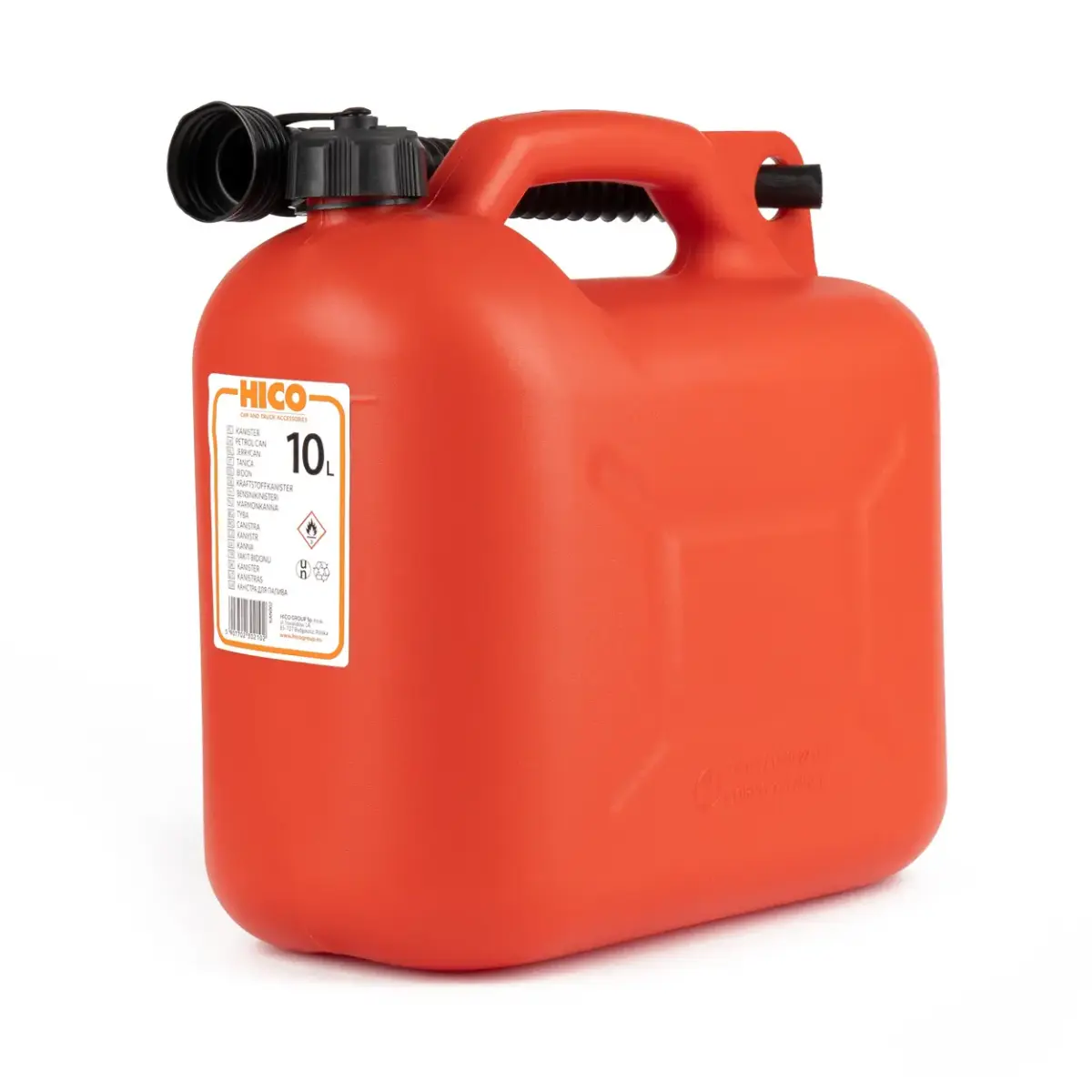 Plastic fuel can 10L, red