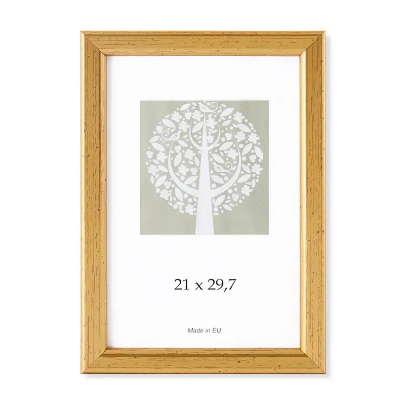 Foto rāmis, plastmasas, A4, 21x29,7 cm, zelta krāsā