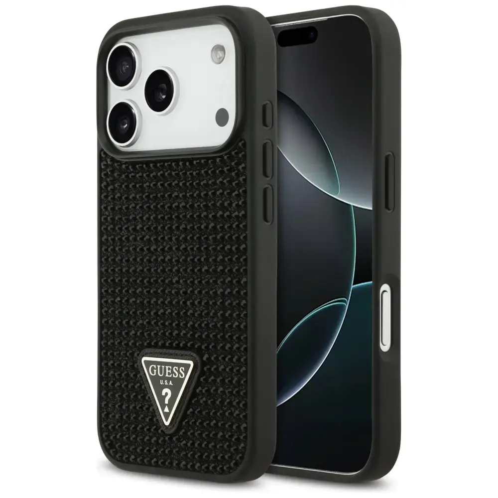 Case Guess Rhinestone Triangle Logo for iPhone 17 Pro black