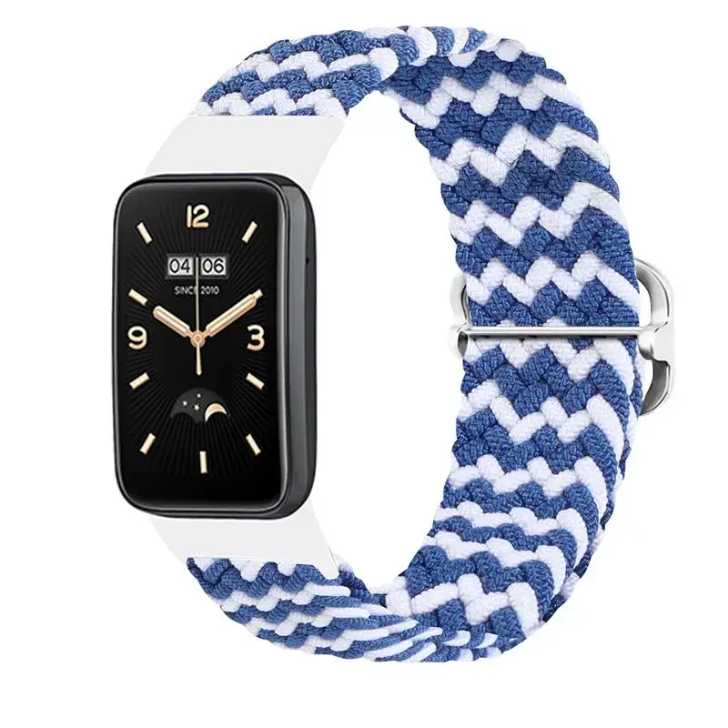 Telcon Braided viedpulksteņa siksniņa priekš Xiaomi Mi Band 7 Pro | neilons | zila/balta