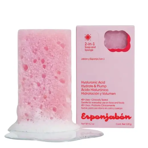 Esponjabon, Hyaluronic Acid, Cleansing & Hydrating, Massage Soap Bar, Face & Body, 120 g