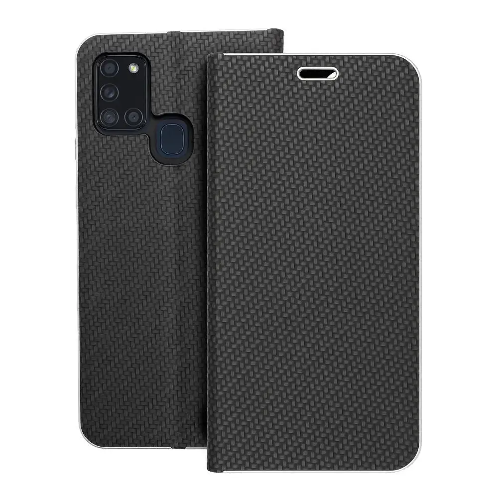 LUNA Carbon grāmatveida maciņš telefonam Samsung Galaxy A21s (A217) melns