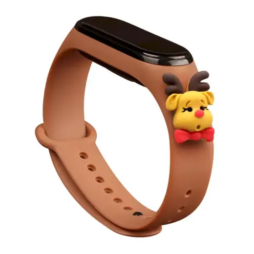 Fusion Accessories Xmas Stag viedpulksteņa siksniņa priekš Xiaomi Mi Band 5/6 | brūna