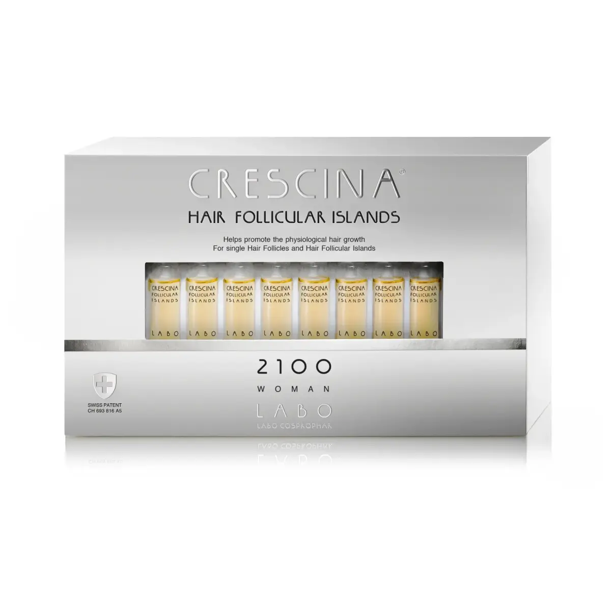 Set, Labo, Crescina Follicular Islands 2100, For Growth Stimulation, Ampoules Treatment Serum, For Scalp, For Women, 20 pcs