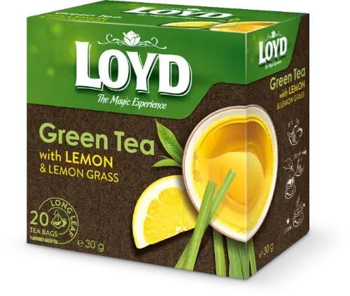 Zaļā tēja LOYD Pyramids ar citronu un citronzāles garšu, 20x1,5 g