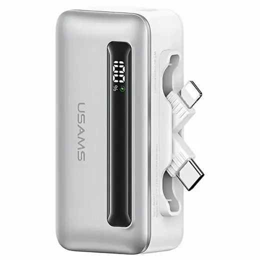 USAMS XB Series 4K5CD23302 (US-CD233) external battery (powerbank) | 4500 mAh | 20W | USB-C, Lightning | silver